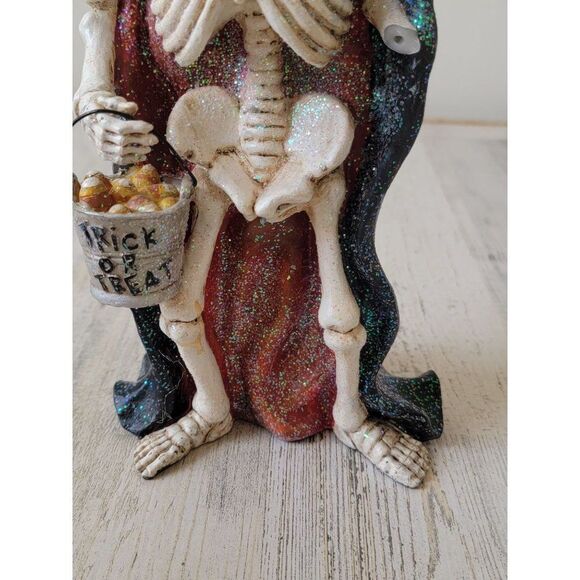 Trick or treat skeleton AS IS glitter Halloween candy corn - Picture 5 of 8